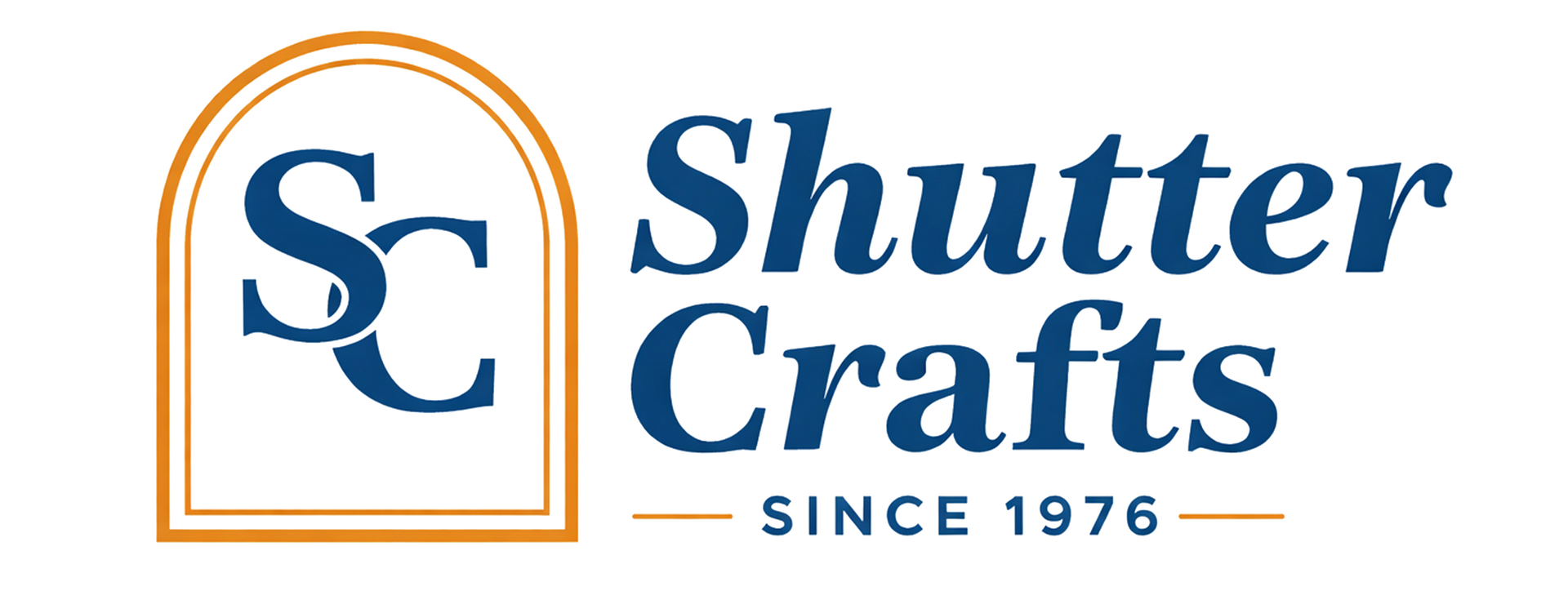 Shutter Crafts logo with blue “SC” monogram and “Since 1976” text