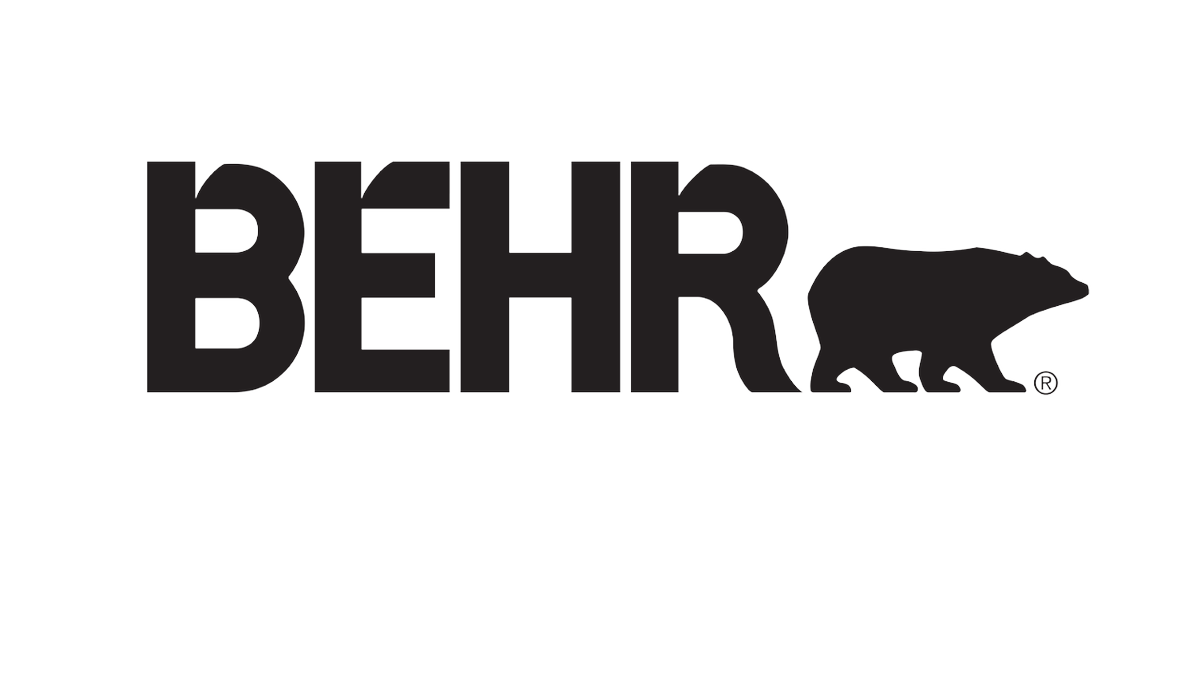 A behr logo with a bear silhouette on a white background.
