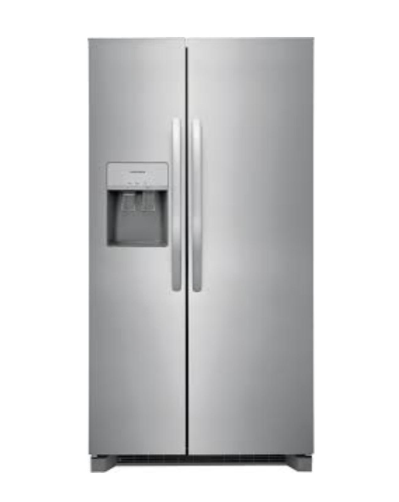 Stainless steel side-by-side refrigerator with water and ice dispenser on the left door