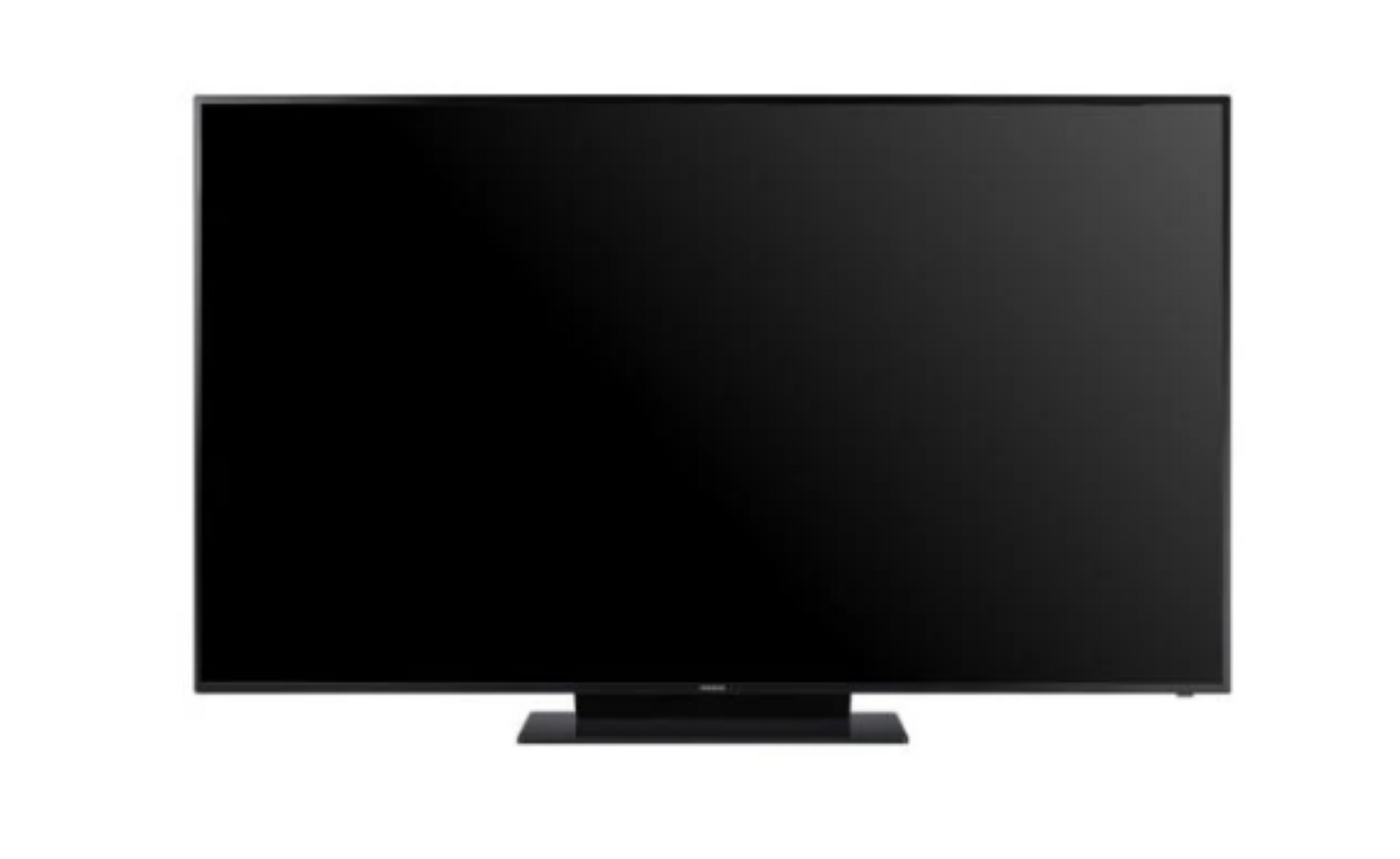 Black flat-screen television on a white background