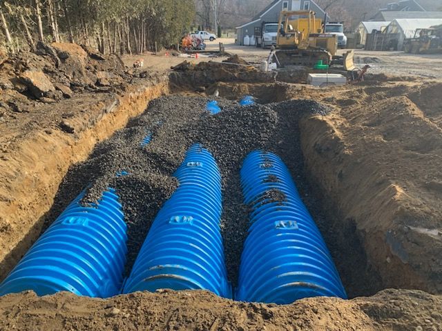Blue drainage tubes