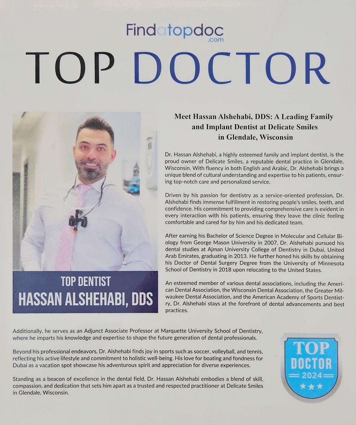 A picture of a top doctor hassan alshehabi dds