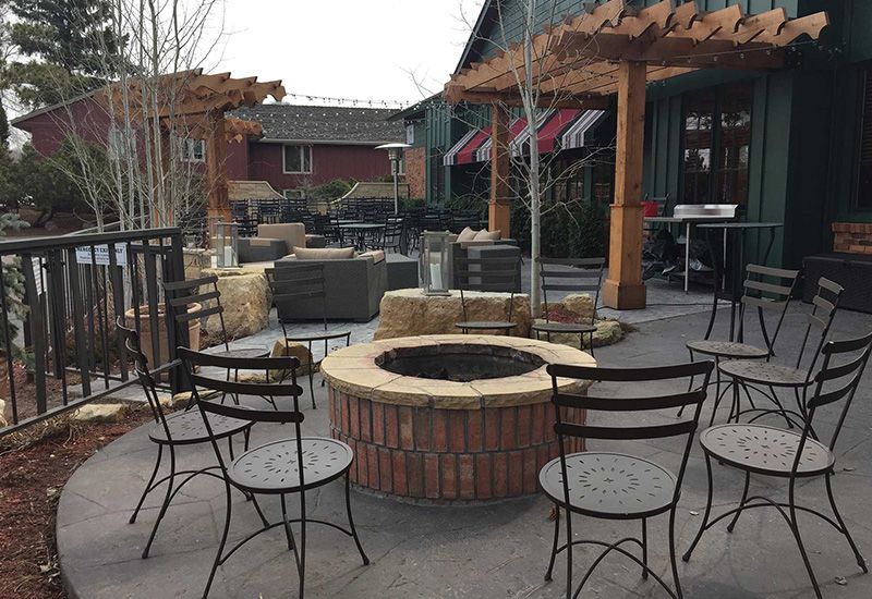 Outdoor patio with fire pit,