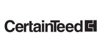 A black and white logo for certainteed on a white background.