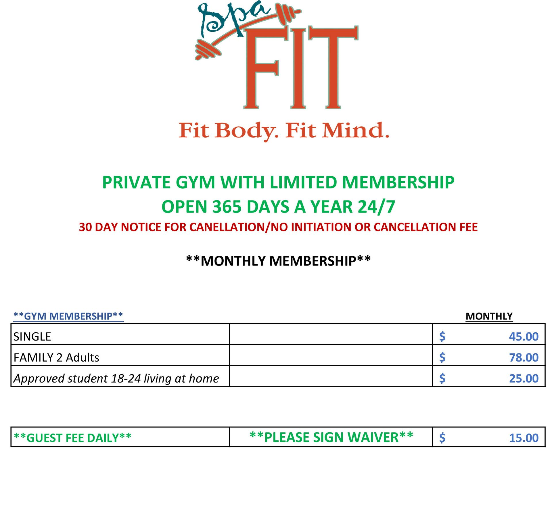 Monthly membership