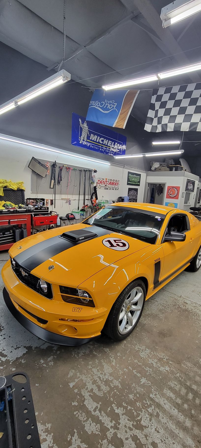 yellow car with new paint