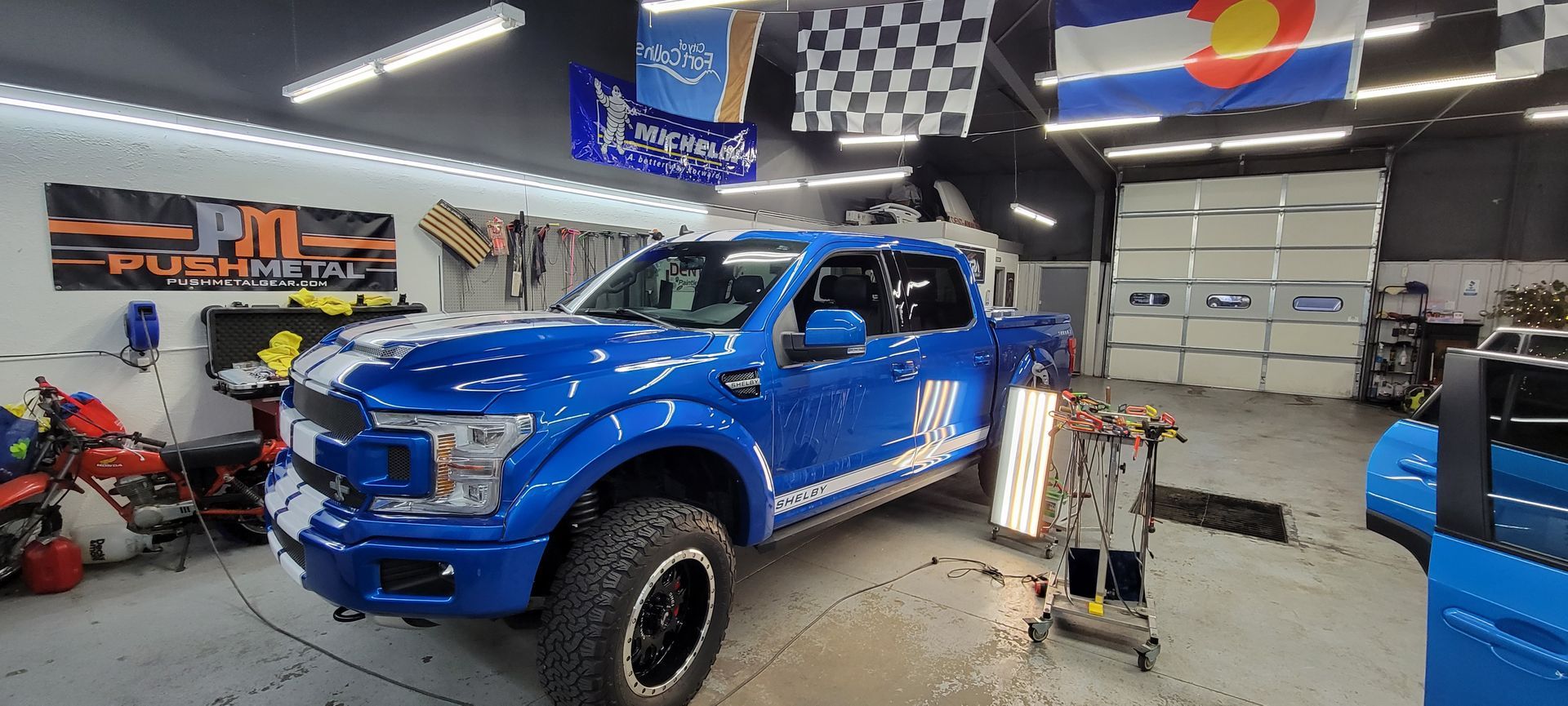 blue car dent removal