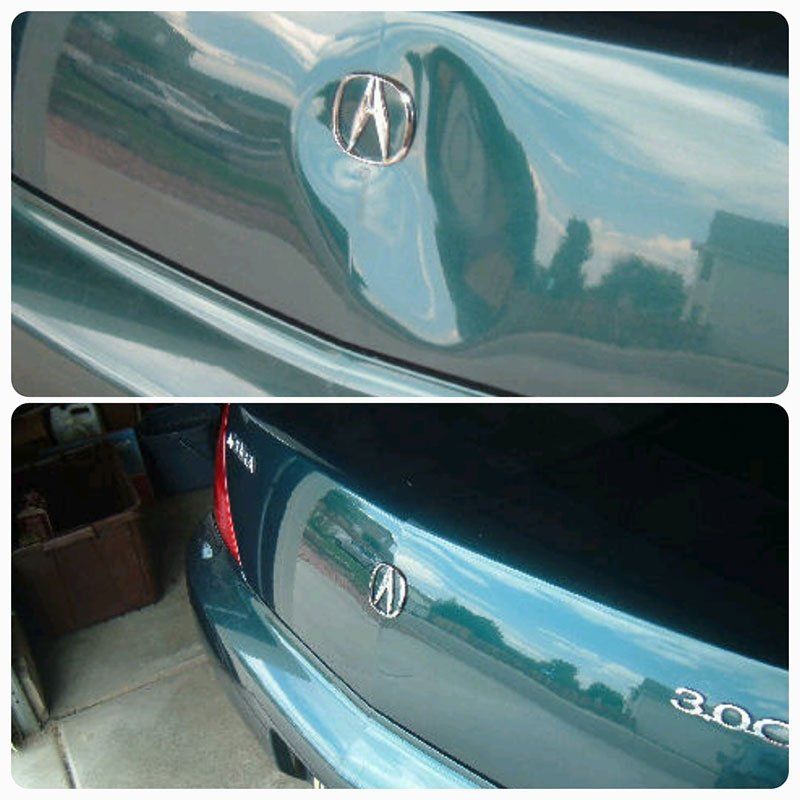 before and after images of Paintless Dent Removal