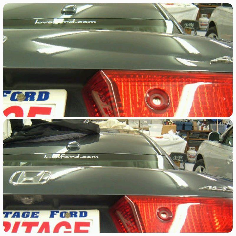 before and after images of Paintless Dent Removal