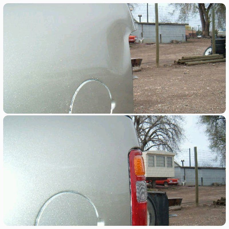 before and after images of Paintless Dent Removal