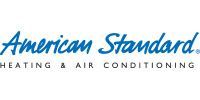 The american standard heating and air conditioning logo is blue and white.