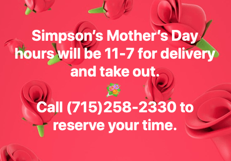 Delivery Waupaca, Carryout Mother's Day