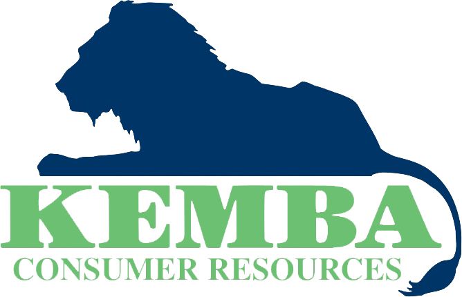 KEMBA Consumer Resources logo with a blue bear silhouette and green text