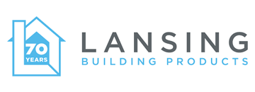 Logo for Lansing Building Products: a blue house outline with 