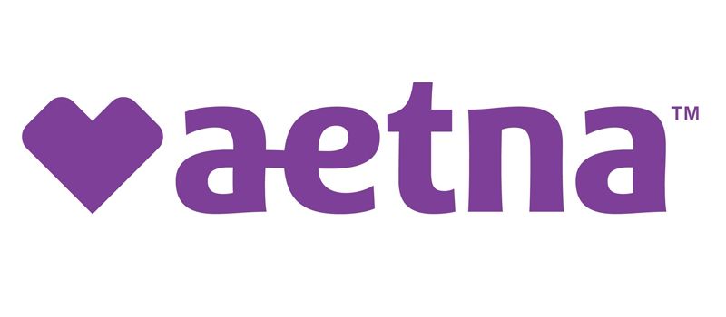 Aetna logo with purple heart icon and wordmark on white background