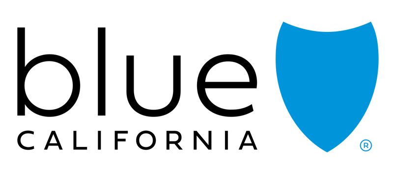 Blue California logo with black text and a blue shield icon