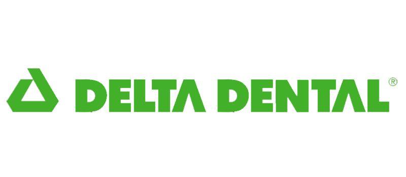 Delta Dental green logo with stylized triangle icon on white background