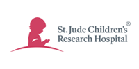 St. Jude Children’s Research Hospital logo with pink child silhouette and text