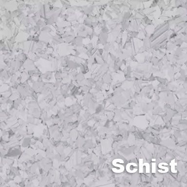 Gray and white aggregate material labeled 