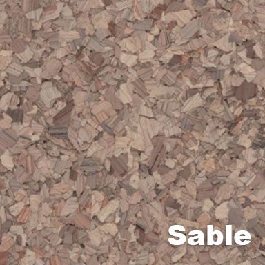 Cork flooring sample in a sable color.