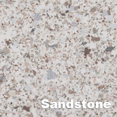 Sandstone-colored speckled surface with flecks of brown, gray, and cream.