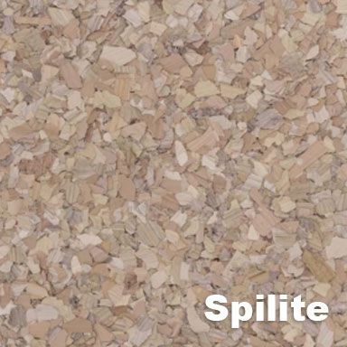 Close-up of a Spilite floor covering with beige and tan chips.