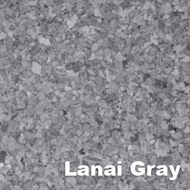 Close-up of Lanai Gray, a speckled gray decorative flooring material.
