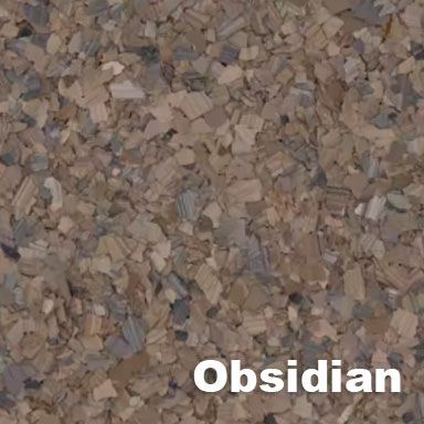 Obsidian cork flooring with various shades of brown and gray.