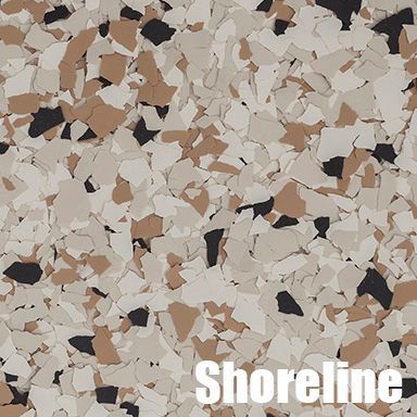 A close up of a floor with the word shoreline on it