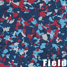 A red white and blue camouflage pattern with the word field below it