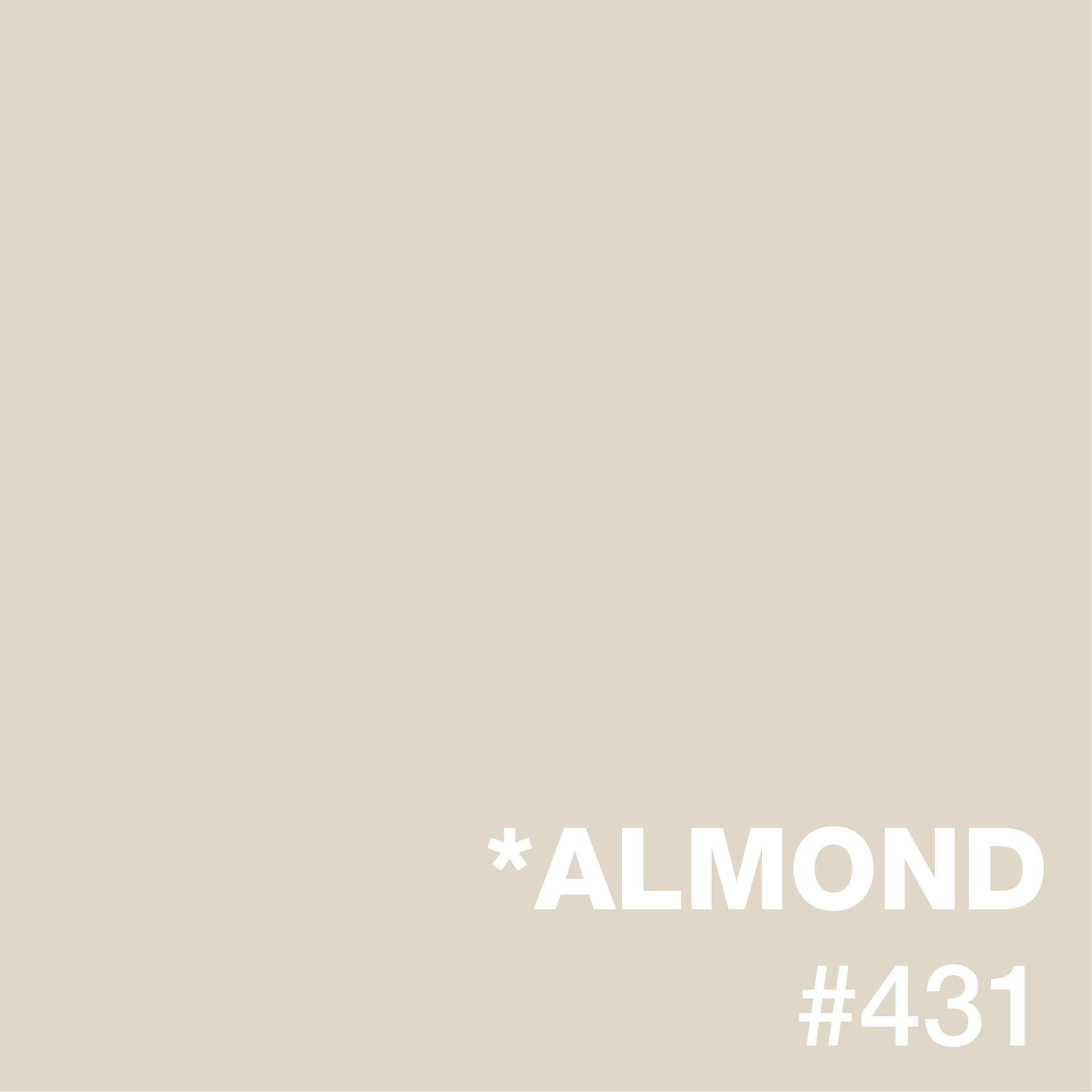 A white background with the word almond # 431 on it.