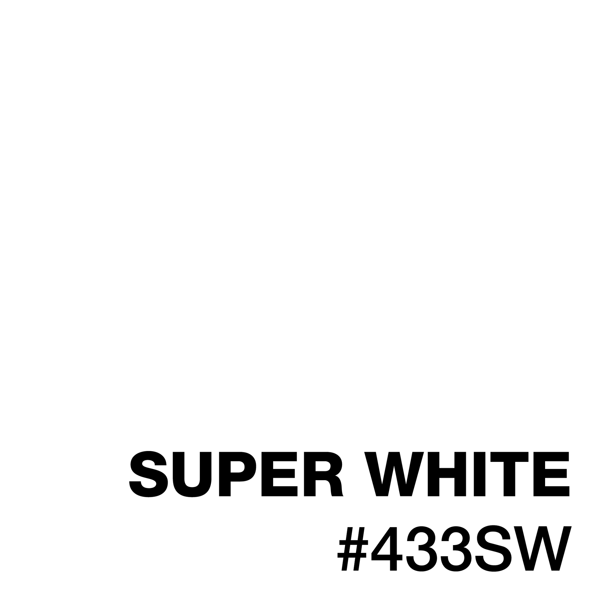 A white background with black text that says `` super white # 433sw ''.