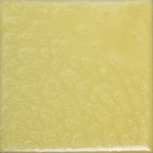 A close up of a yellow tile with a pattern on it.
