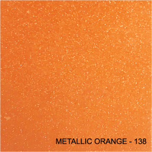 A close up of a metallic orange colored surface