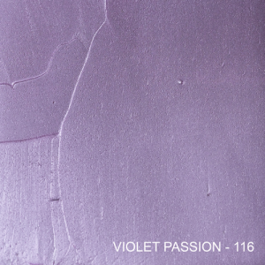 A close up of a purple wall that says violet passion