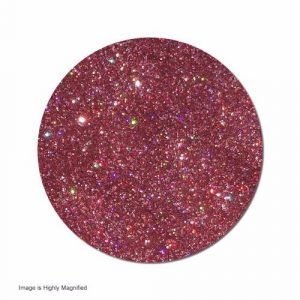 A circle of pink glitter on a white background