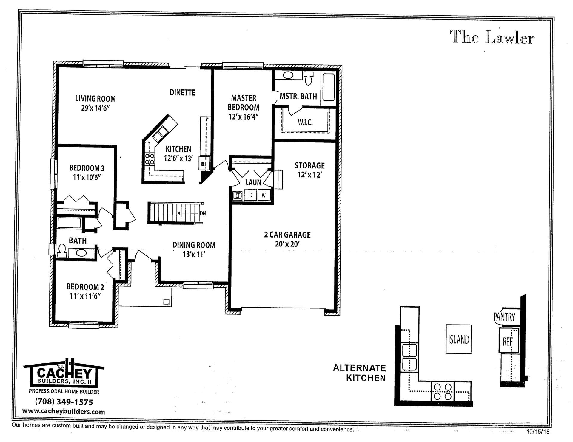 A black and white floor plan of a house called the lander