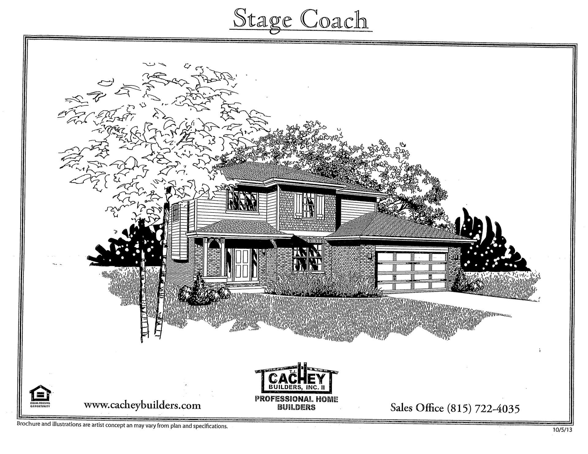 A black and white drawing of a house by stage coach