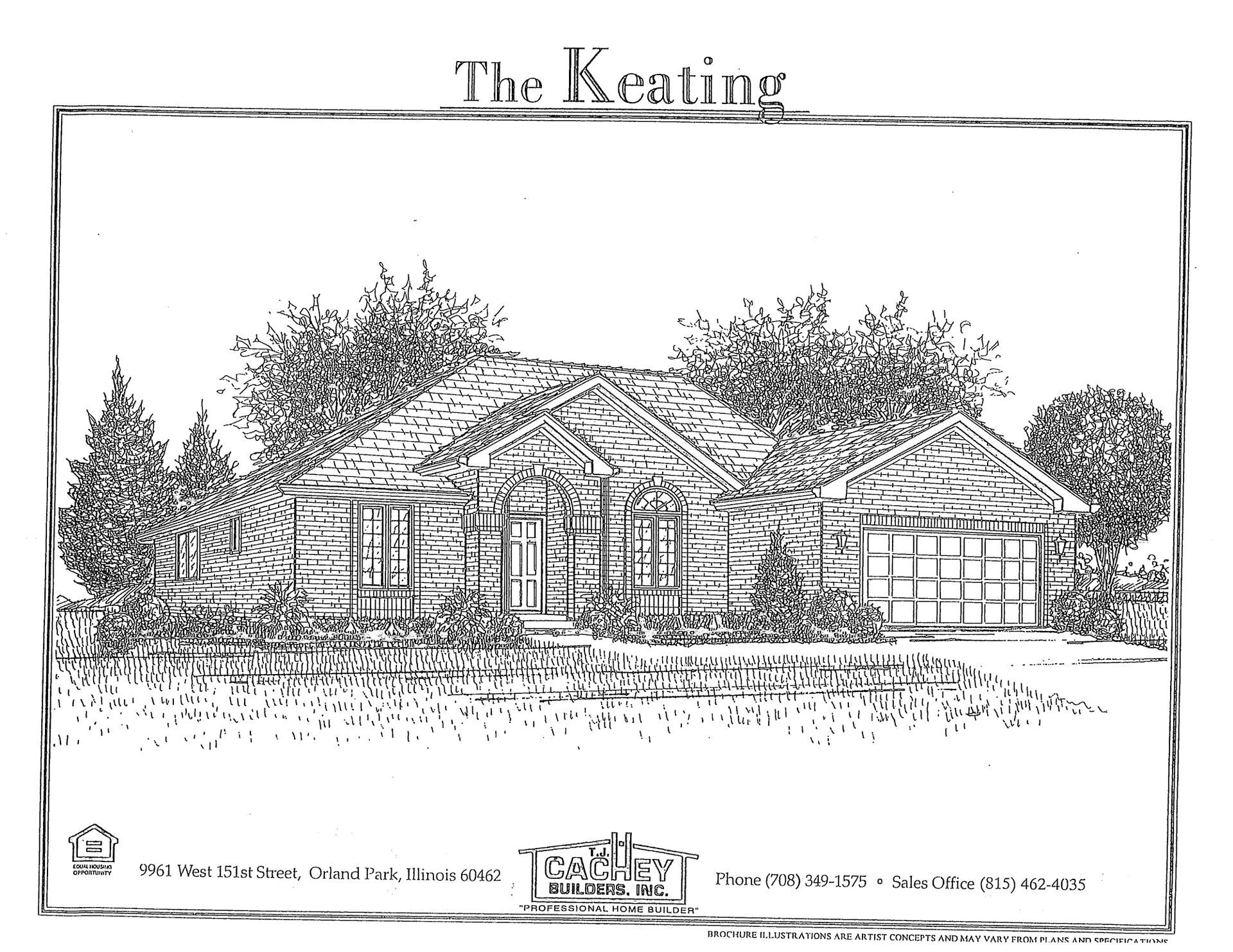 A black and white drawing of a house called the kreting