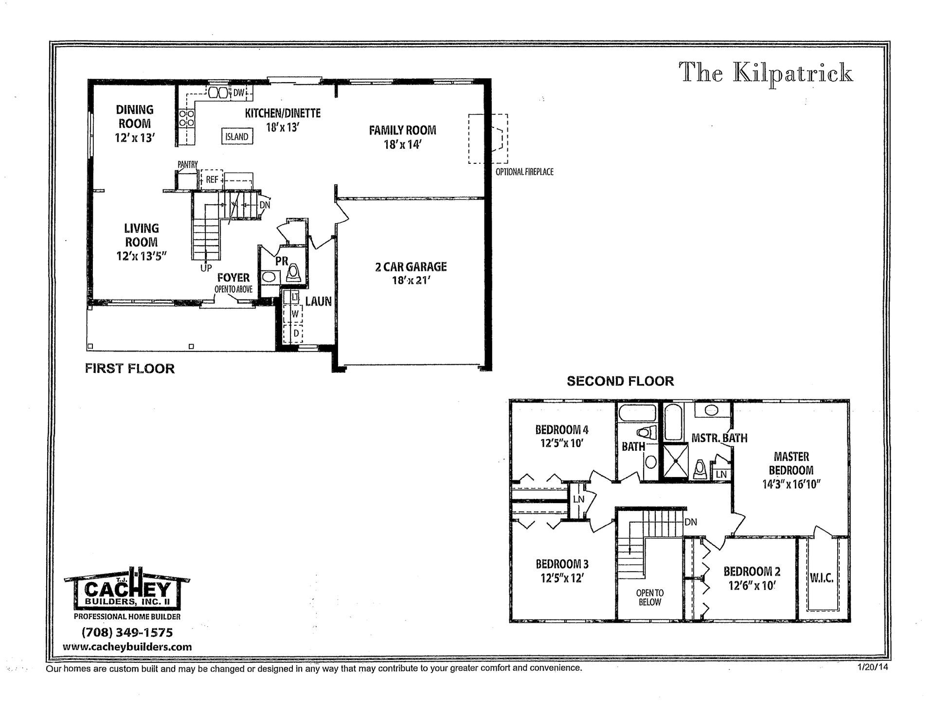 A black and white floor plan of a house called the kilpatrick