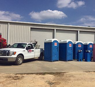 Portable toilets, truck