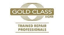 Gold Class I-CAR logo: Gold rectangle with 