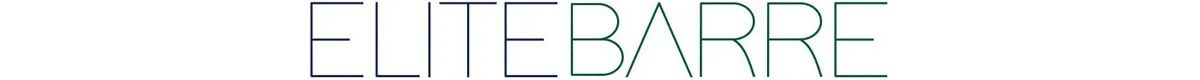 ELITEBARRE, a thin, light gray and green text on a white background.