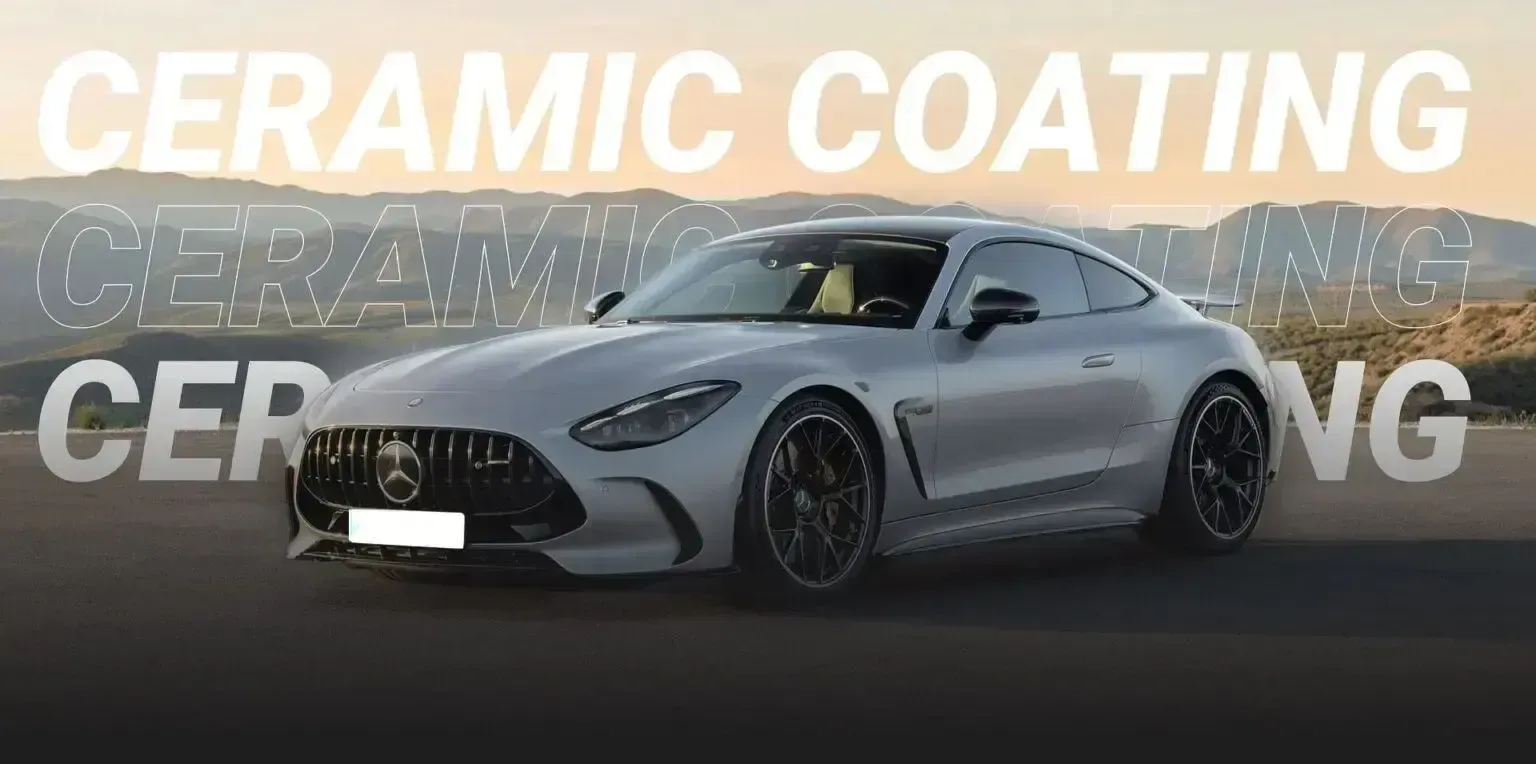 Silver Mercedes-AMG sports car with 