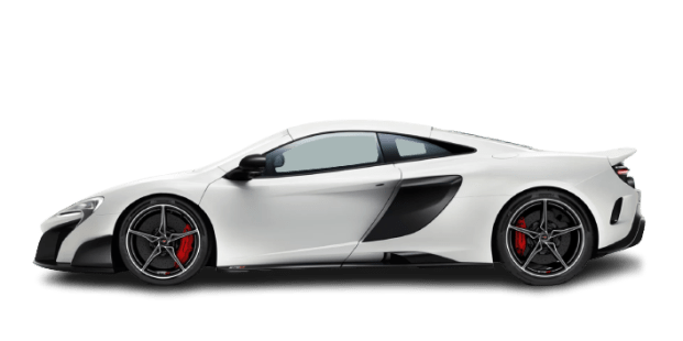 White McLaren sports car on a white background, seen from the side.