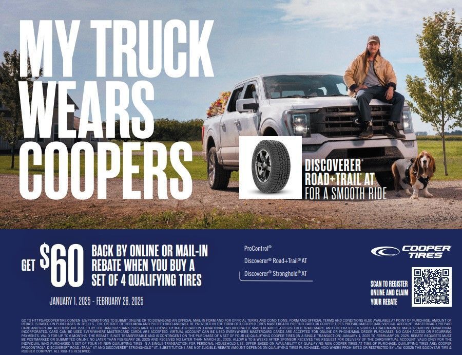 Cooper Tires $60 coupon