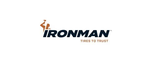 The logo for ironman tires to trust is on a white background.