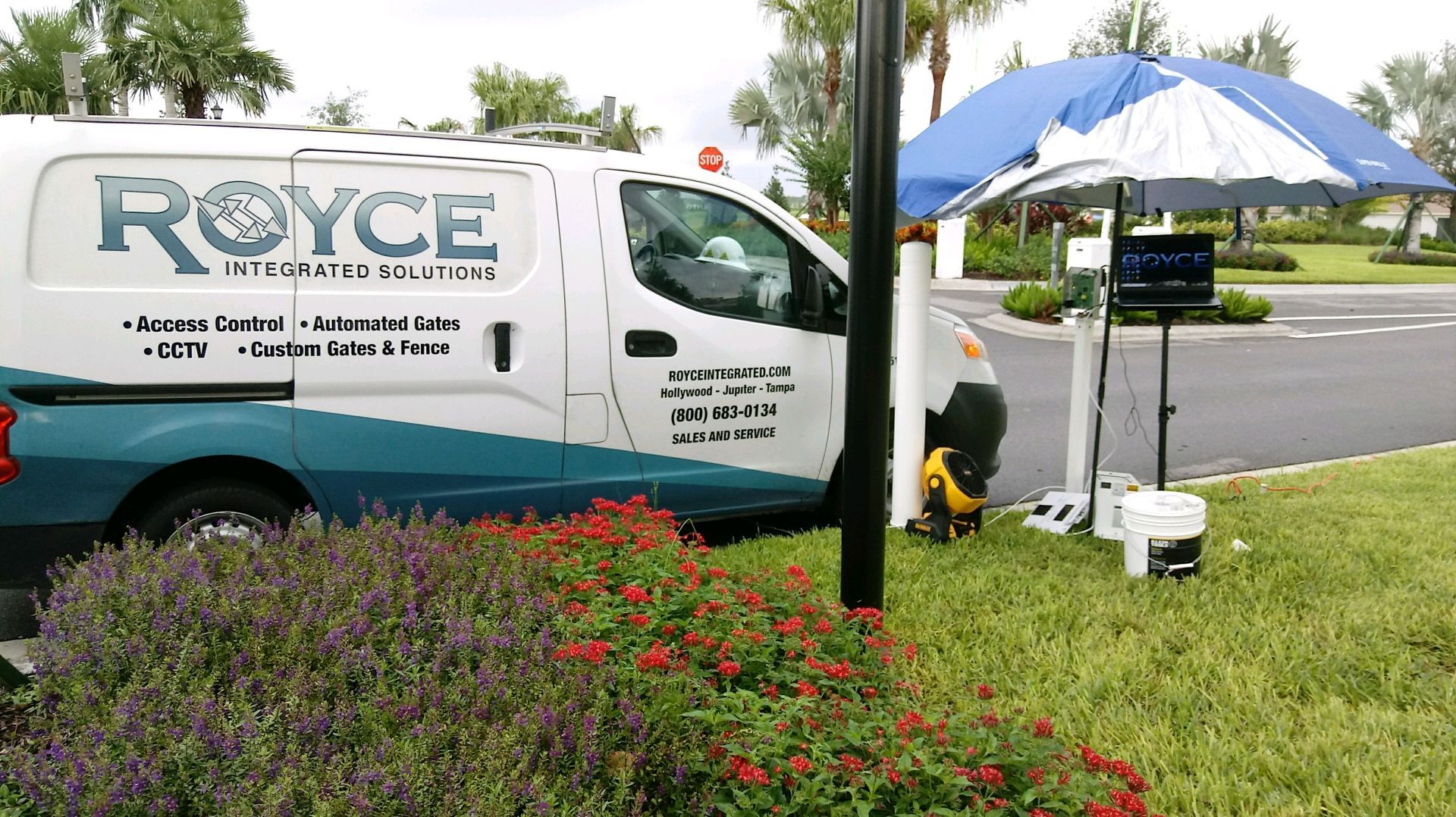 a royce van is parked on the side of the road