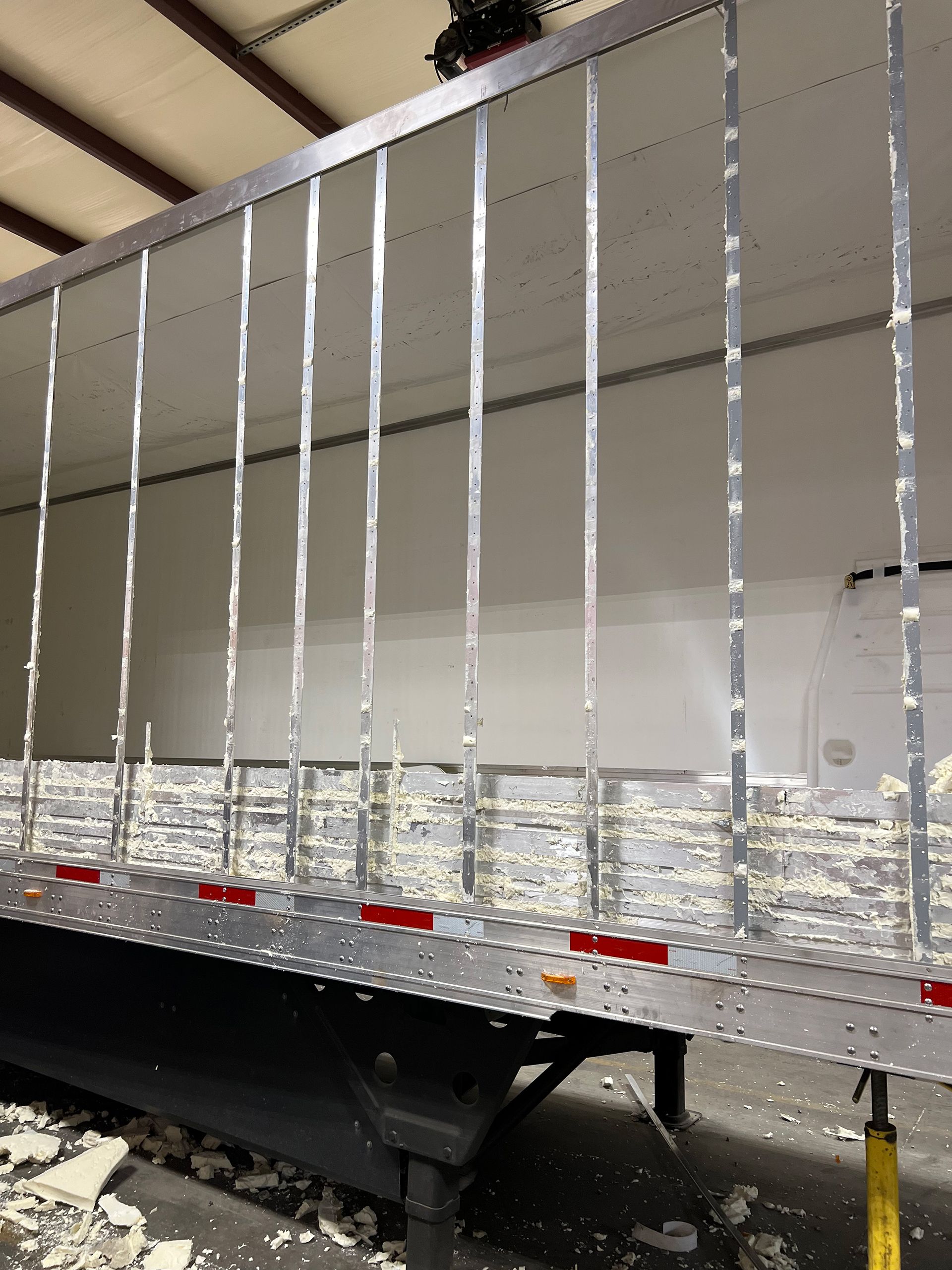 Side view of a damaged truck