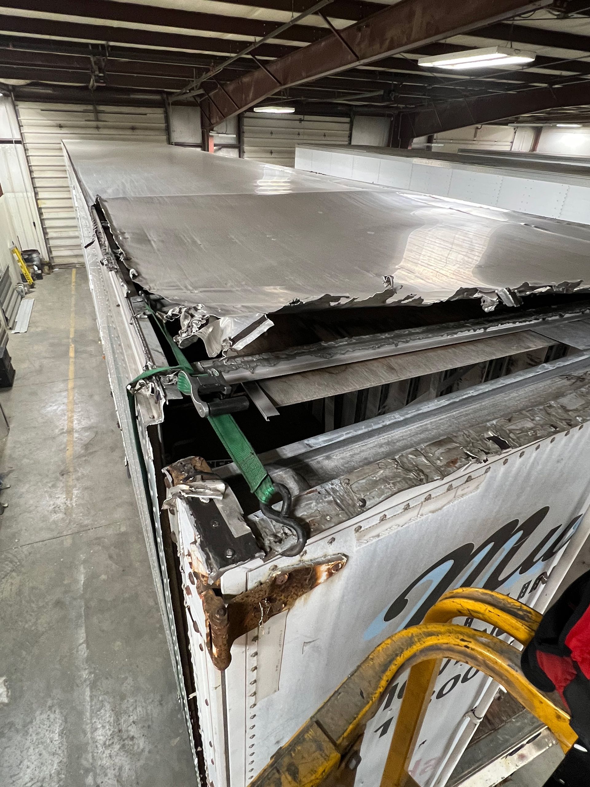 Damaged trailer roof
